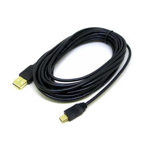 変換名人JAPAN USB-A ⇔ mini USBケーブル [転送 /5m] 極細 ブラック CA0276