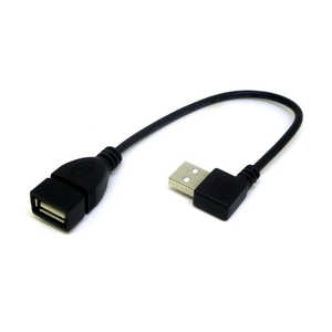 変換名人JAPAN USB-A延長ケーブル [USB-A オス→メス USB-A /0.2m /左L型] ブラック CA2027