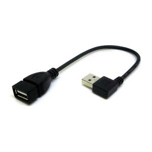 変換名人JAPAN USB-A延長ケーブル [USB-A オス→メス USB-A /0.2m /右L型] ブラック CA2034
