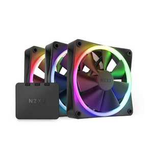 NZXT ケースファン RGB 120mmトリプルセット [120mm×3&RGBコントローラー / PWM 500~1800rpm / ブラック] RF-R12TF-B1