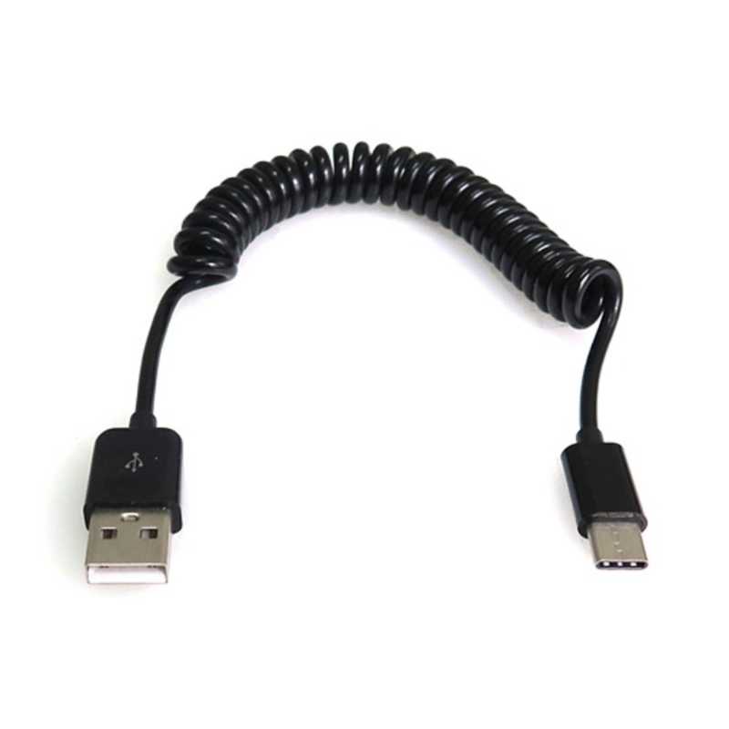 タイムリー タイムリー カール0.105~0.7m[USB-C ⇔ USB-A]2.0ケーブル 充電･転送 ブラック GMC7C GMC7C