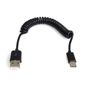 タイムリー カール0.105~0.7m[USB-C ⇔ USB-A]2.0ケーブル 充電･転送 ブラック GMC7C