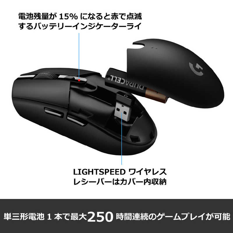 ロジクール ロジクール ゲーミングマウス 無線(ワイヤレス)/ 6ボタン/ ブラック G304 G304