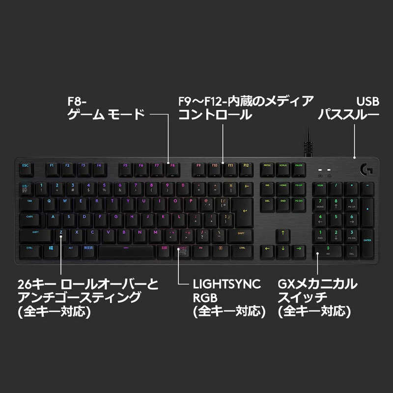 ロジクール ロジクール G512 Carbon RGB メカニカル ゲーミング キーボード(クリッキー) G512-CK G512-CK