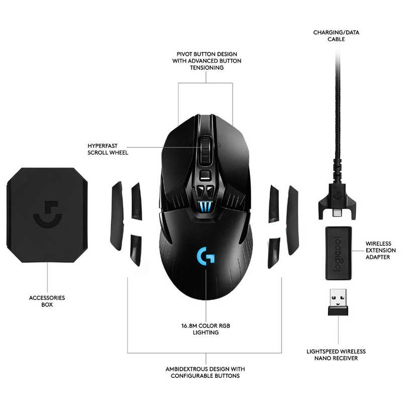 ロジクール ロジクール ゲーミングマウス 無線(ワイヤレス)/ 11ボタン/ ブラック G903h G903h