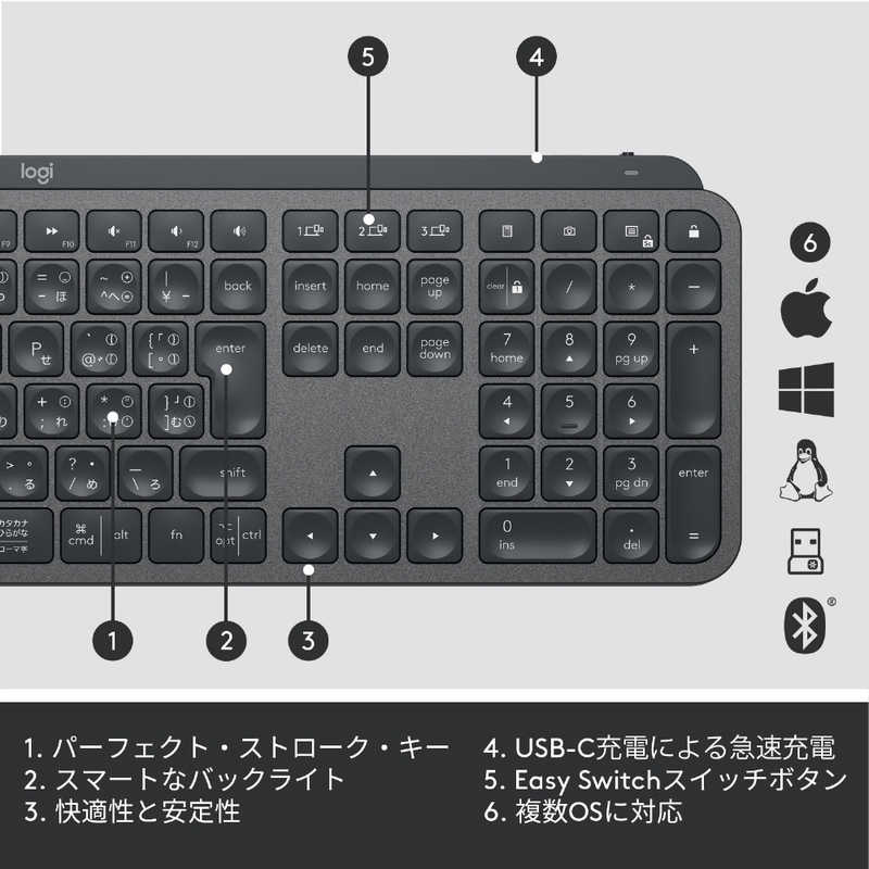 ロジクール ロジクール ワイヤレスキーボード MX KEYS Advanced Wireless Illuminated Keyboard KX800 KX800