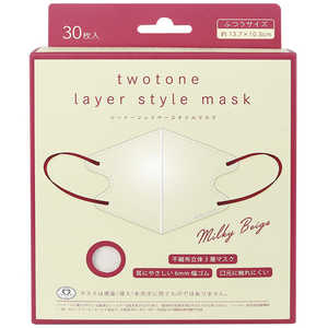 富士 ツートーンレイヤースタイルマスク ミルキーベージュ 30枚 