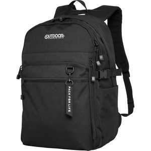 OUTDOOR デイパック スクールリュック 通学 通勤 大容量 35L ダブルルーム 15.6インチ PC対応 タブレット収納 撥水 ホワイト/ブラック OD-11197-WHBK