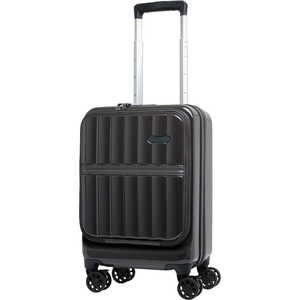 TRAVELEARTH スーツケース ファスナータイプ 旅行日数目安：1泊 約27L 拡張時31L コインロッカーサイズ フロントオープン フットストッパー付き ［TSAロック搭載］ インクブラック TE-0905-42-IBK