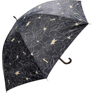 スギハラ 晴雨兼用 手開き式長傘 50cm フローリスブラック W50SHORT2 スギハラ 晴雨兼用 手開き式長傘 50cm フローリスブラック W50SHORT2