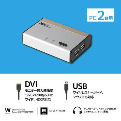 ラトックシステム DVIパソコン切替器(2台用) [2入力 /1出力] RS-230UDA