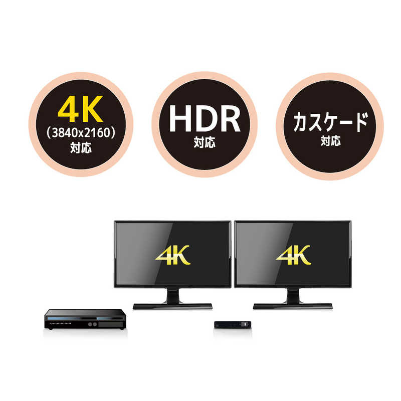ラトックシステム ラトックシステム HDMI分配器 4K60Hz対応 1入力2出力(動作モード機能付)  RS-HDSP2M-4K RS-HDSP2M-4K