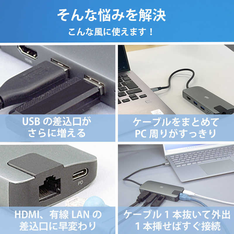 ラトックシステム ラトックシステム USB Type-C マルチアダプター(HDMI･LAN･PD･USBハブ)  RS-UCHD-PHLC RS-UCHD-PHLC