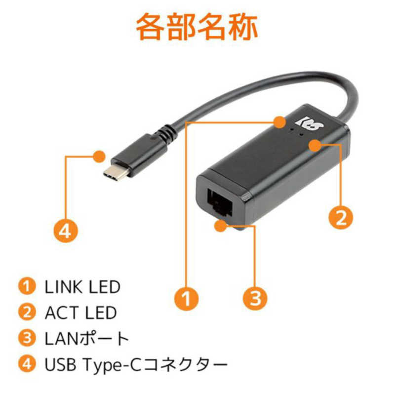 ラトックシステム ラトックシステム USB Type-C ギガビット対応LANアダプター ［Type-Cオス ／LAN］ RSUCLANZ RSUCLANZ