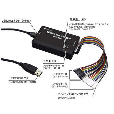 ラトックシステム USB接続SPI/I2Cアナライザ REX-USB62 の通販