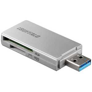 BUFFALO カードリーダー microSD/SDカード専用 シルバー (USB3.0/2.0) BSCR27U3SV