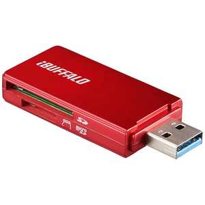 BUFFALO カードリーダー microSD/SDカード専用 レッド (USB3.0/2.0) BSCR27U3RD
