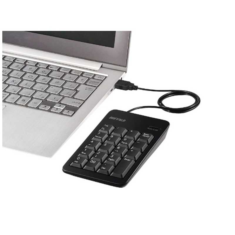 BUFFALO BUFFALO 有線テンキーパッド[USB･Win] USB2.0ハブ/Tabキー付き ブラック BSTKH100BK BSTKH100BK