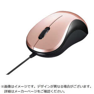 BUFFALO マウス (Chrome/Mac/Windows11対応) ［BlueLED / 有線 / 3ボタン / USB］ ベージュピンク BSMBU100BP