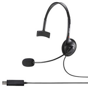 BUFFALO 片耳ヘッドバンド式ヘッドセット USB接続 BSHSHUM110BK ブラック