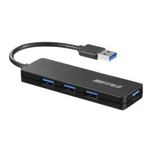 BUFFALO USB-Aϥ (Mac/Windows11б) ֥å [Хѥ /4ݡ /USB3.0б] BSH4U128U3BK ֥å