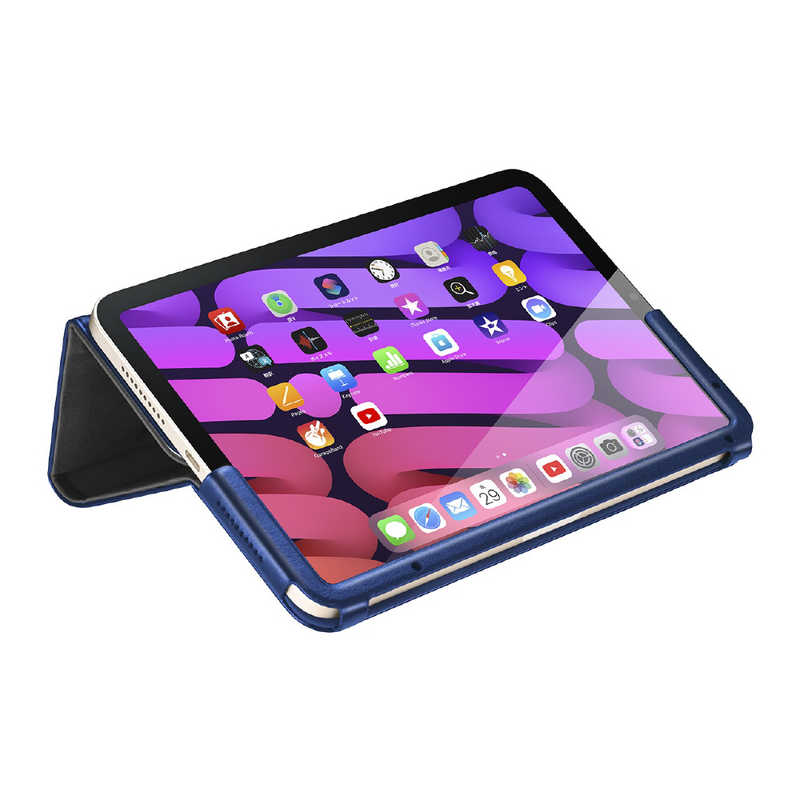 BUFFALO BUFFALO 第6世代iPadmini マルチアングルレザーケース　ブルー BSIPD2108CLMBL BSIPD2108CLMBL