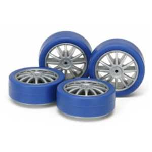 タミヤ　TAMIYA ミニ四駆  ダークブルーローハイトタイヤ&シルバーホイールセット(フィン) 