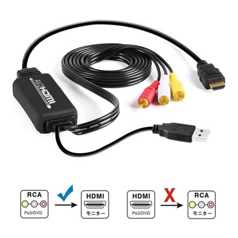 トーホー トーホー AV to HDMI変換ケーブル＋USB-A（給電用）0.4m＋1.4m/0.4m [RCA⇒HDMI/スタンダードタイプ] HDX-A2HH HDX-A2HH
