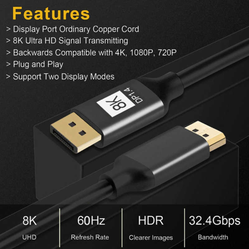 トーホー トーホー DisplayPort / DP1.4 /ケーブル / 1m YOUZIPPER [1m] DP8K-10 DP8K-10