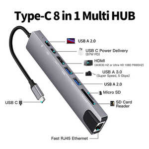 YOUZIPPER TypeC 8 in 1 ޥHUBΥХեѥ /8ݡ /USB Power Deliveryб HDXC8