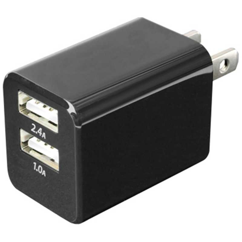 ミヨシ ミヨシ タブレット/スマートフォン対応[USB給電] AC-USB充電器 (2ポート:2.4A/1.0A･ブラック) IPA-24U/BK IPA-24U/BK