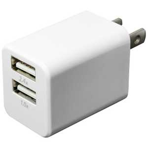 ミヨシ タブレット/スマｰトフォン対応[USB給電] AC-USB充電器 (2ポｰト:2.4A/1.0A･ホワイト) IPA-24U/WH