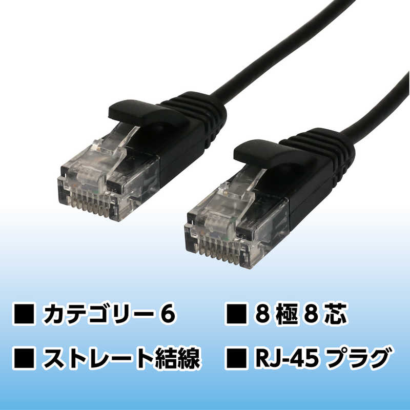 ナカバヤシ ナカバヤシ スーパースリムLANケーブル カテゴリー6対応 (1m) LBS601BK (黒) LBS601BK (黒)