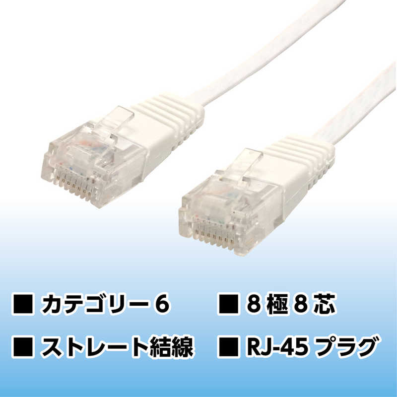 ナカバヤシ ナカバヤシ フラットLANケーブル カテゴリー6対応 (白･3m) LB-F603WH LB-F603WH