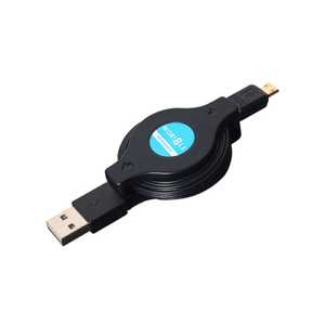ナカバヤシ スマートフォン用USB2.0ケーブル 充電・転送(リール~1.8m・ブラック) SMC-RR18/BK