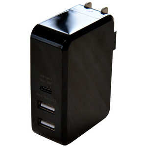 ミヨシ USB-ACアダプタ USB PD対応(45W) 3ポートタイプ IPA-C03/BK