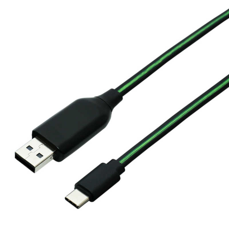 ミヨシ ミヨシ [Type-C ⇔ USB-A]LED付きUSBケーブル 充電･転送 1m グリーン SLE-C10/GN SLE-C10/GN