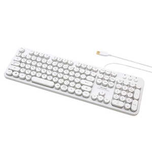 ＜コジマ＞ ミヨシ レトロ風デザインUSBキーボード 108日本語配列 白 TRTUS01WH画像