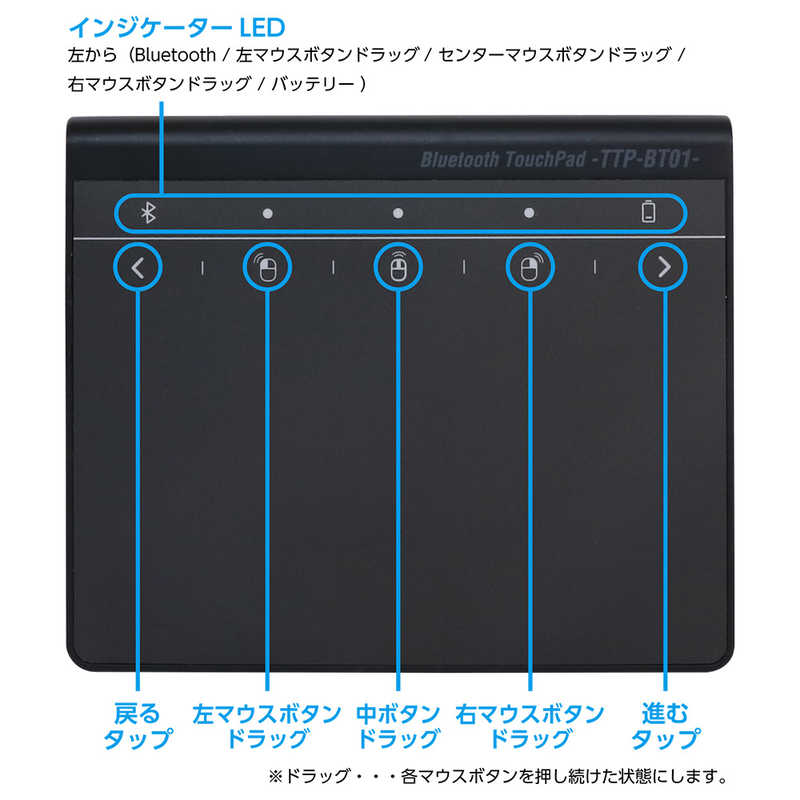 ミヨシ ミヨシ 高精度ワイヤレスタッチパッド Bluetooth接続 ブラック TTP-BT01/BK TTP-BT01/BK