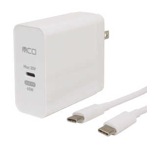 ߥ襷 AC - USBŴ +USB-CUSB-C֥ ΡPC֥åб 65W [1ݡ:USB-C /USB Power Deliveryб] ۥ磻 IPA-CS02/WH