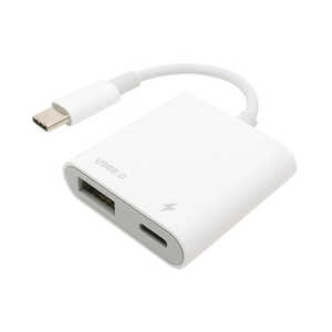 ナカバヤシ 充電ポート搭載 USB変換ホストアダプタ [USB-C オス→メス USB-A] ホワイト   [Type-Aメス /Type-Cオス] SAD-CH04/WH