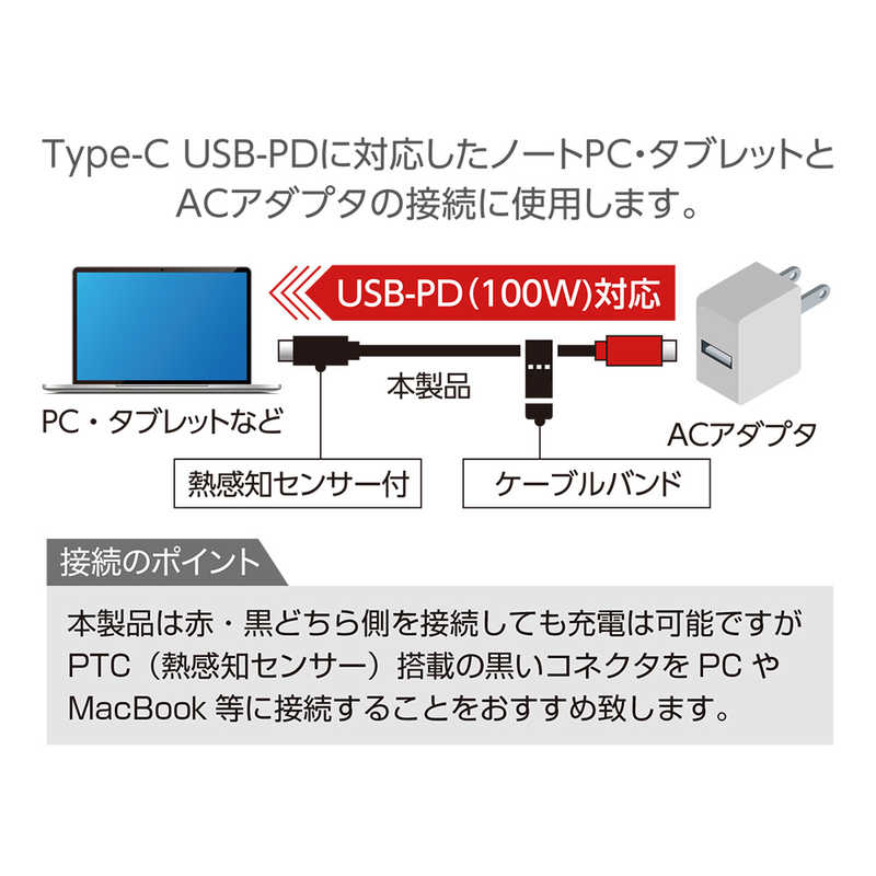 ナカバヤシ ナカバヤシ ミヨシ USBC ⇔ USBCケーブル ［充電 転送 0.7m USB Power Delivery 100W USB2.0］ ブラック ［0.7m USB Power Delivery対応］ UPD2A07BK UPD2A07BK