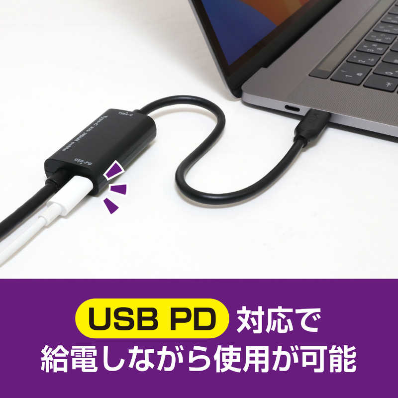 ナカバヤシ ナカバヤシ USB Power Delivery給電ポート搭載 USB-C→HDMI 変換ケーブル 3m USD-PFH30/BK USD-PFH30/BK