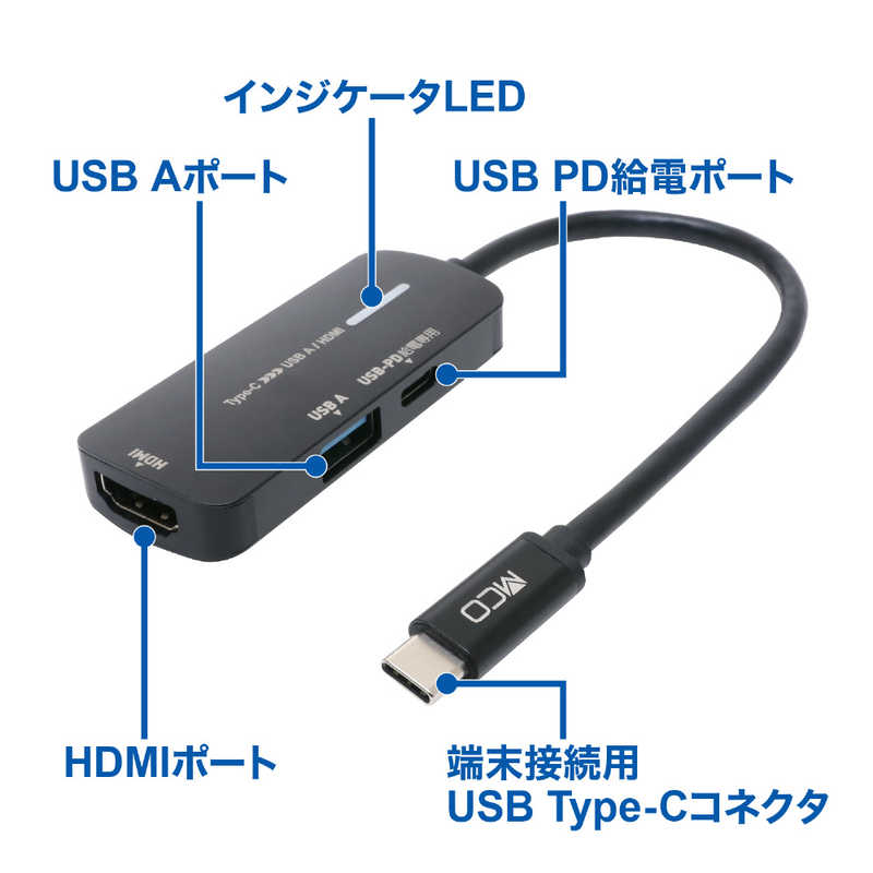 ナカバヤシ ナカバヤシ PD対応 Type-C to HDMI変換アダプタ USB3.0 Aポート搭載 USA-PHA1 ［USB Power Delivery対応］ USA-PHA1 USA-PHA1