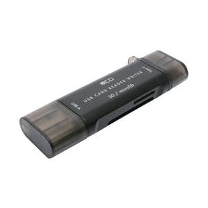 ナカバヤシ USB3.2Gen1 USB Type-C ＆ USB-Aカードリーダー アルミ製 直挿しタイプ ［USB3.0 /スマホ・タブレット対応］ USRCSD4BK
