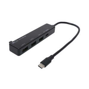 ナカバヤシ USB Type-C PD100W対応 USB2.0 3ポートハブ ブラック USH-CA20P/BK ナカバヤシ USB Type-C PD100W対応 USB2.0 3ポートハブ ブラック USH-CA20P/BK