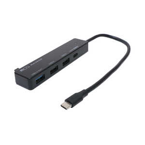 ナカバヤシ USB Type-C PD100W対応 USB3.2Gen1 1ポート USB2.0 2ポートハブ ブラック USH-CA32P/BK