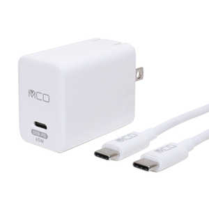 ナカバヤシ GaN採用 USB PD対応 USB-ACアダプタ 65W Type-Cケーブル付 IPA-CS03/WH ナカバヤシ GaN採用 USB PD対応 USB-ACアダプタ 65W Type-Cケーブル付 IPA-CS03/WH