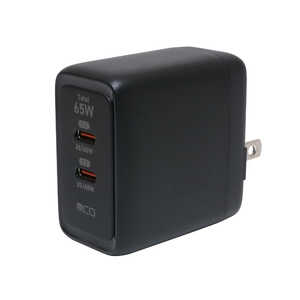 ナカバヤシ GaN採用 USB PD対応 USB-ACアダプタ 65W 2ポートタイプ IPA-C08/BK ナカバヤシ GaN採用 USB PD対応 USB-ACアダプタ 65W 2ポートタイプ IPA-C08/BK