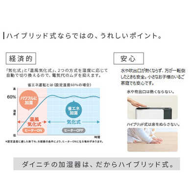 ダイニチ工業 ハイブリッド式加湿器 Dainichi Plus ホワイト